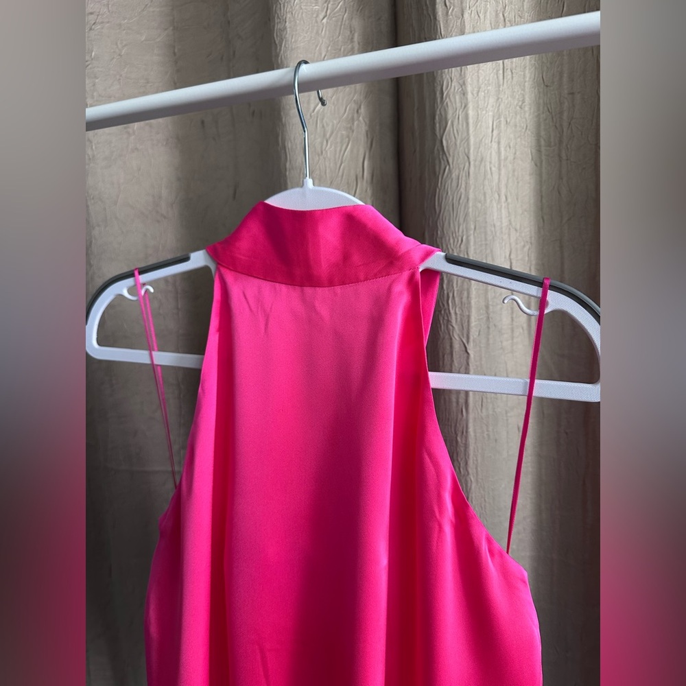 Favorite Daughter peacock pink bow tie halter neck open back top - Picture 3 of 8